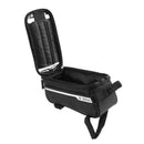 Waterproof Bicycle Front Tube Bag 6in Phone Touch Screen Saddle Bag (Black)