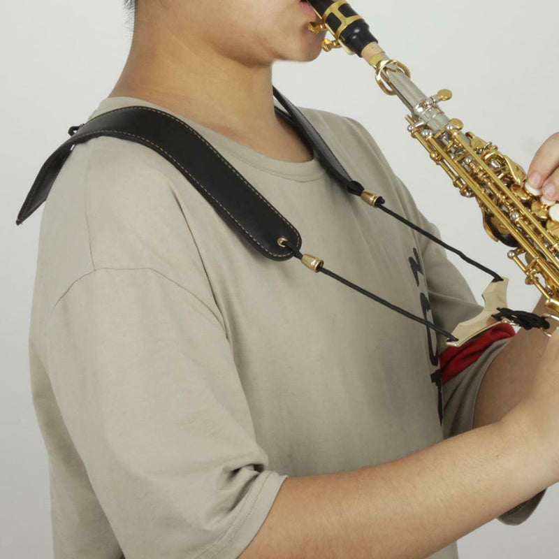 Saxophone Shoulder Strap - Synthetic Leather, 100% Handmade, No Stress on Neck