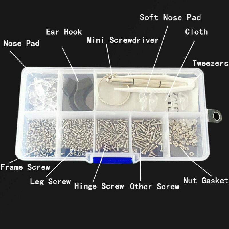 Durable Eye Glasses Repair Tool Screw Nose Pad Nut Optical Assortment Kits UK'