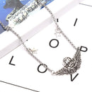 Fashion Stainless Steel Punk Retro Angel Wings Sweater Necklace Choker Jewe BX