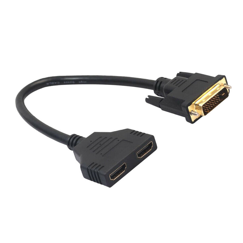 12" DVI 24+1 Male to 2x HDMI Female Splitter Cable for Monitor HDTV