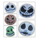 5pcs Halloween Elements Full Drill Diamond Painting Keyring Handmade Craft