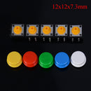 25Pcs Tactile Push Button Switch Momentary Tact & Cap 12X12X7.3Mm Kit Arduino LJ