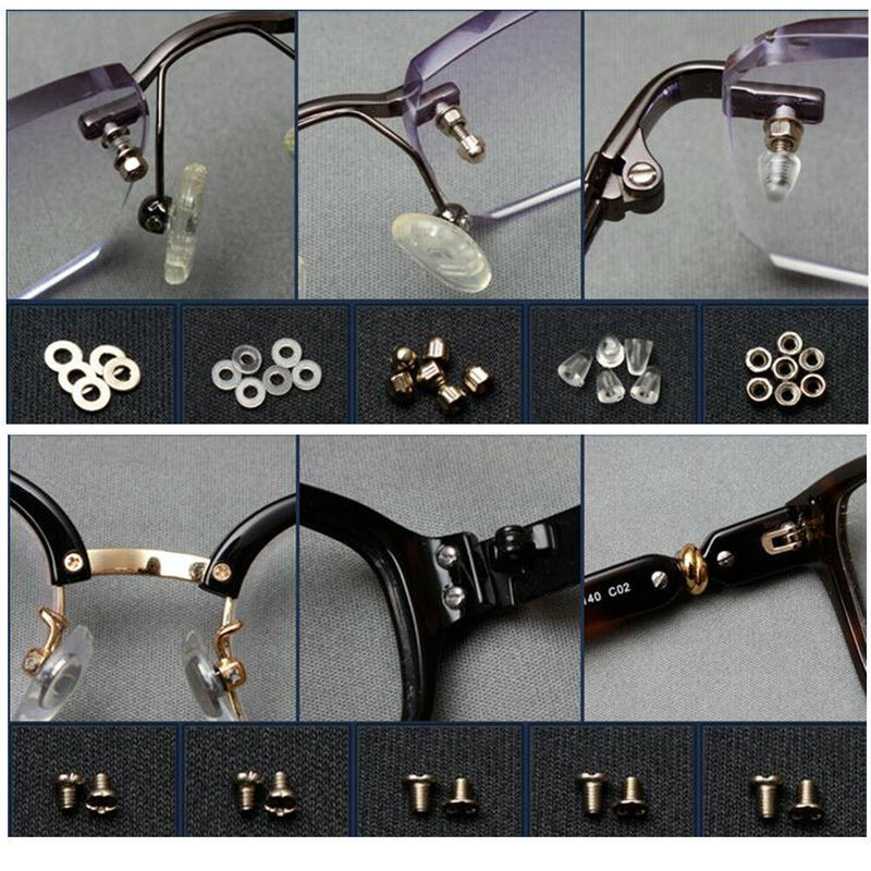 New Sunglasses Eye Glasses Repair Tool Screw Nose Pad Nut Optical Assortment Kit