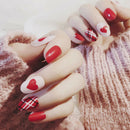 acrylic designer nail tips false red full cover nails art decor finger 24 ME
