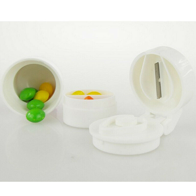 Portable Organiser 3-In-1 Pill Cutter Medicine Splitter Hold Storage Box Pi N Gn