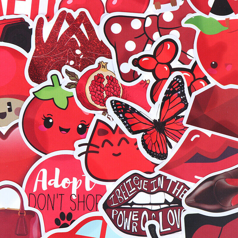 50Pcs Cartoon Red Girls Stickers DIY Suitcase Laptop Guitar Bicycle Car Deca-OZ