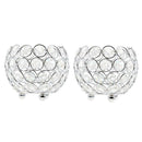 2Pcs 8cm Dia. Crystal Candelabra Wedding Centerpiece Candle Holder _Silver