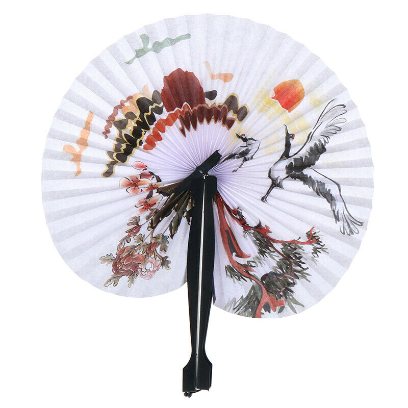 1x Chinese Paper Folding Hand Fan Oriental Floral Peacock Party Wedding OZ