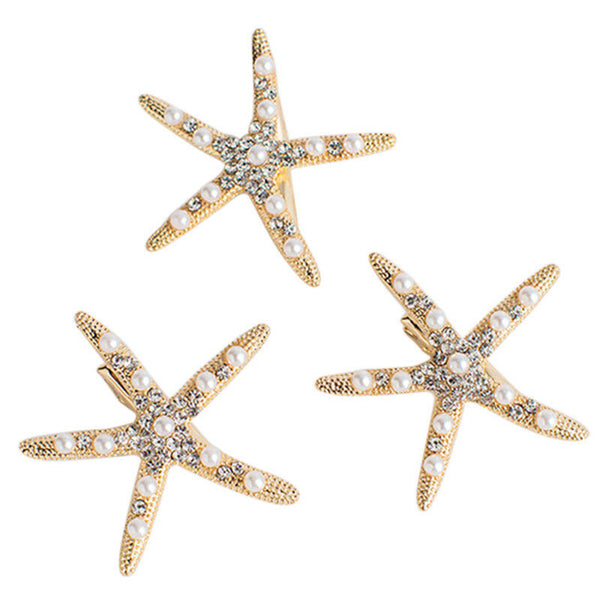 Fashion Lady Girl Beach Wedding Natural Starfish Sea Star Hair Clip Hairpin FT