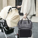Leopard Waterproof Mummy Diaper Handbag Large Maternity Backpack (Grey)