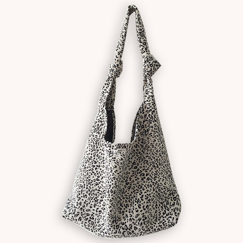 Fashion Cotton Shoulder Tote Bag Female Leopard Pattern Travel Top-handle Clutch