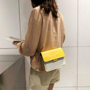 Hit Color Shoulder Handbags Women Chain Leather Flap Crossbody Bag (Yellow) A