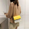 Hit Color Shoulder Handbags Women Chain Leather Flap Crossbody Bag (Yellow) A