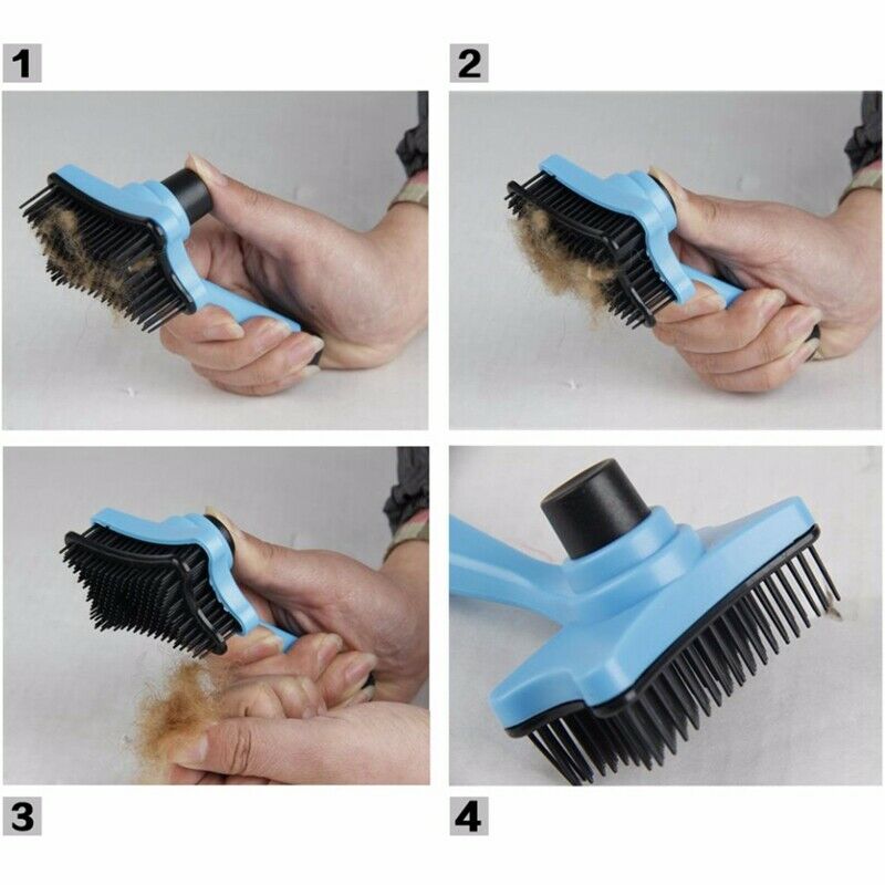 Pet Brush Hair Fur Shedding Trimmer Grooming Rake Comb Brush Tools-Blue H7A6