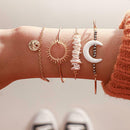 4pcs Retro Shell Flower Bracelet Slice Bangles Women Jewelry Gift (Style 2)