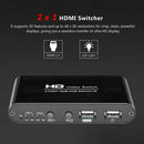 2 Port HDMI KVM 4K Switcher Splitter for Sharing Monitor Keyboard Mice Mouse Ew