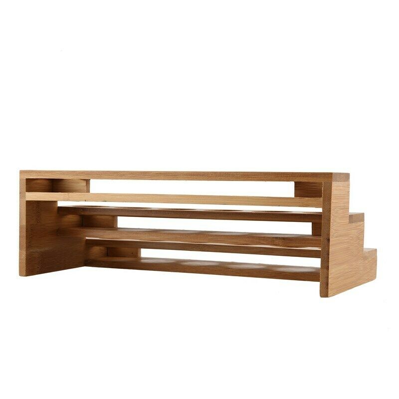 Bamboo 18 Holes Essential Oil Display Wooden Stand Rack Perfume Nail Polish S3U2