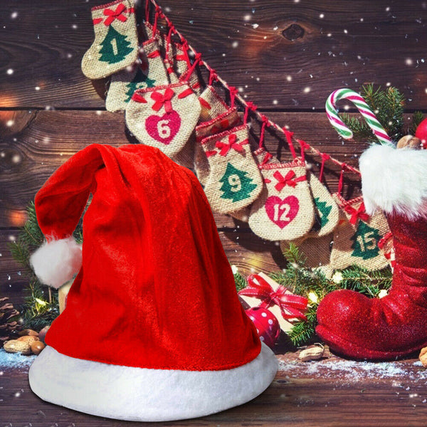 Golden Velvet Christmas Hat Plush Santa Claus Cap Festival Costume (20pcs) A#S