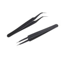 2x Anti-static Curved Straight Tip Precision Tweezers Set Electronic ESD Tool LJ