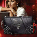 Women Sheepskin Soft Crossbody Bags Casual Rivet Shoulder Messenger Handbag
