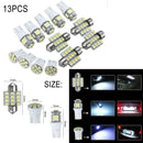 13Pcs Car White LED Lights Kit T10 & 31mm Festoon Map Dome License Plate Lamps