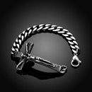 Men's Stainless Steel Jesus Crucifix Cross Curb Link Bracelet Chain 8 inch  C3A5