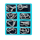 8pcs Stress Reliever Toys Blue Metal IQ Mind Montessori Brain Teaser Puzzle