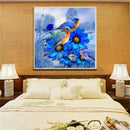 Needlework Diamond Embroidery 5D Diamond Painting Bird On A Blue Flower Pic Q6B5