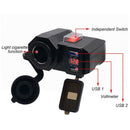 12v/24v Motorcycle USB Charger Power Adapter Socket&Voltmeter Display