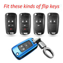 Flip Key Fob Chain For Chevrolet Buick Keychain Accessories Case Cover Ring Blue
