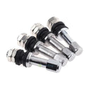 4Pcs Bolt-in Stainless Steel Car Tubeless Wheel Tire Valve Stems w/ Dust Caps