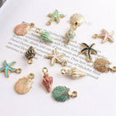 13 Pcs/Set Mixed Metal Starfish Conch Shell Charms Pendant DIY Jewelry Making @