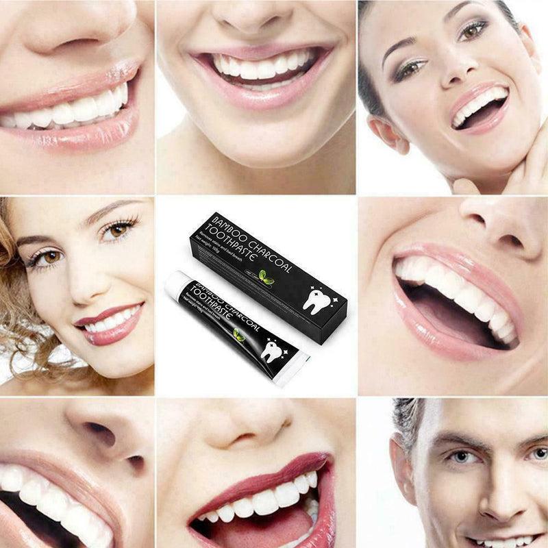 Bamboo Charcoal Teeth Whitening Toothpaste Black Removes Bad Breath 105g F3V1