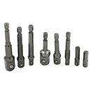 8PCS Socket Bits Adapter Set Hex Drill Nut Driver Power Shank 1/4" 3/8" 1/2