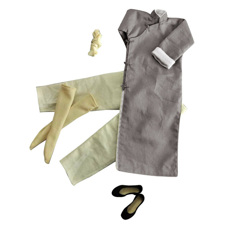 1/6 Long Sleeve Gray Chinese-style Costume Bruce Lee Kung Fu Suit 12'' Action