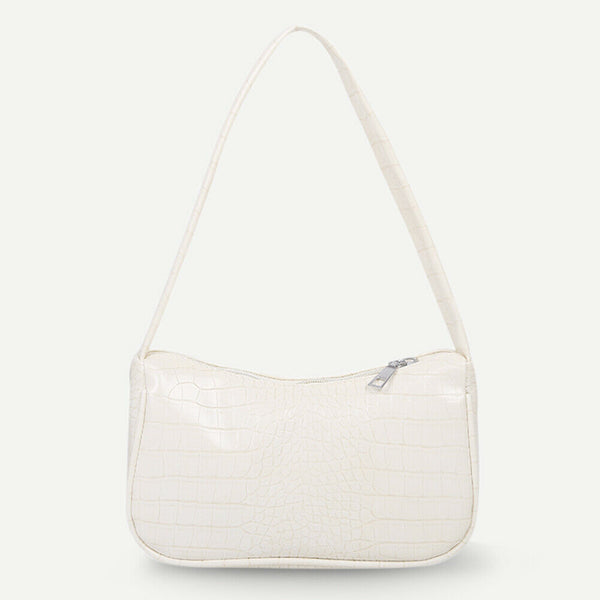 Retro Alligator PU Leather Handbag Women Casual Totes Shoulder Bag (Beige)