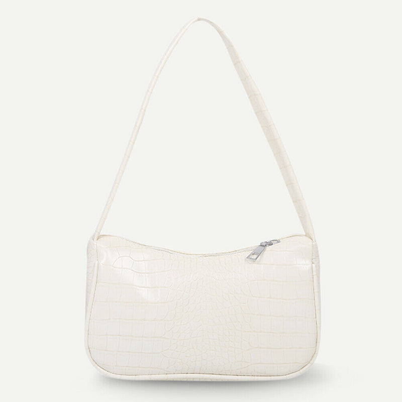 Retro Alligator PU Leather Handbag Women Casual Totes Shoulder Bag (Beige)