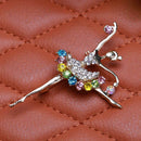 Dancing Ballet Ballerina Brooch Pin Clear AB Crystal Silvertone Fashion
