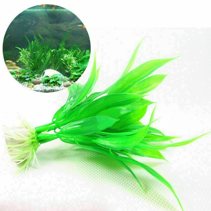 Fish Tank Aquarium Decor Green Artificial Plastic Water Grass Plant Kits Ne B5S6