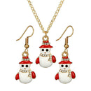 3pcs Christmas Snowman Drop Earrings Pendant Necklace Women Jewelry Set