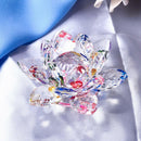 Crystal Lotus Flower Buddhist Ornament Feng Shui Art Glass Paperweight Multi