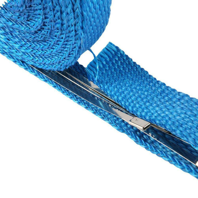 5m Thermal Exhaust Pipe Wrap Heat Resistant Cloth for Car Motorcycle (Blue)