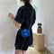 Mini Round Tote Shoulder Bag Women Leather Chain Messenger Purse (3 Blue) A#S