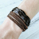Leopard Long Artificial Leather Bracelet Hot Drilling Multi-Layer Winding F