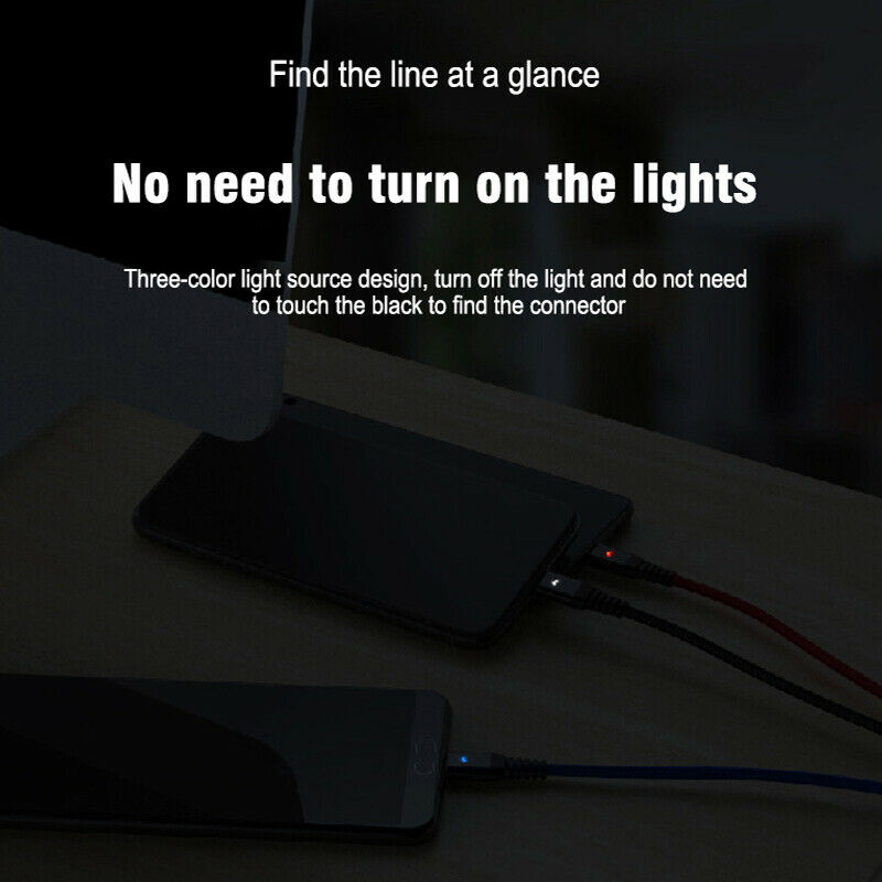 3in1 LED USB Charging Cable 8Pin Charger Cable Multi Port Phone CableFT