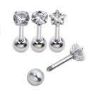 4 x Stainless Steel Ball Top Lip Studs Tragus Ear Rings  Bars Labret
