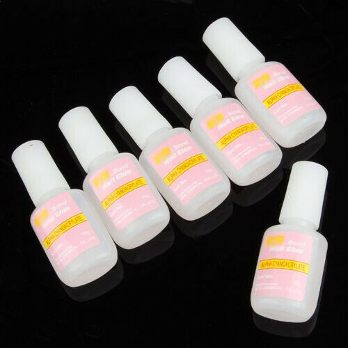 6 X French Acrylic False Tips Glitters Nail Art Glue M1B4