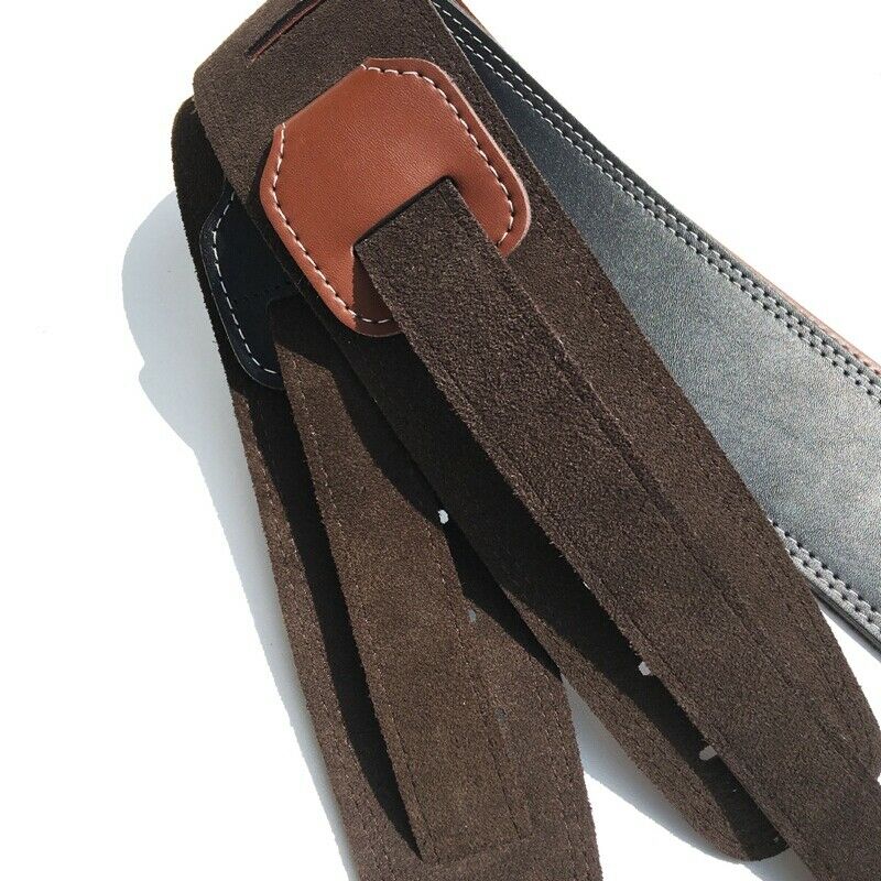 Leather Guitar Strap Adjustable Soft Bass Straps Accessories Black