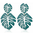 Exaggerated Bohemian Hollow Double Leaf Coconut Palm Leaf Big Beach Earring